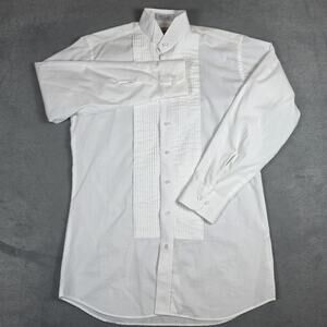 Doni Barassi Formal Wear White Tuxedo LS Shirt Wing Tip Pleated S - 33/34